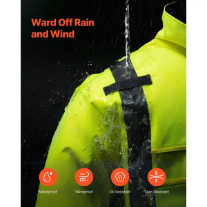 Ensemble veste et pantalon de travail haute visibilité avec bandes réfléchissantes jaunes et noires, uniforme de sécurité pour usage extérieur - Product Image 5