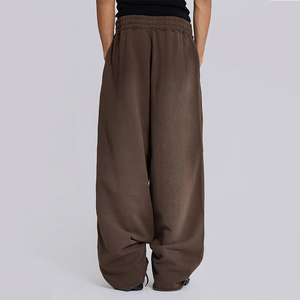 Autumn <b>Winter</b> Men's Thick Fleece Wide Leg Sweatpants Oversized Baggy Drawstring Joggers <b>Warm</b> Loose 100% Cotton Waterproof - Product Image 2