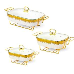 Recipiente para catering de bodas, calentador de alimentos, calentador de comida tipo chafing dish de acero inoxidable dorado, calentador de comida para banquetes, estación de servicio tipo buffet - Product Image 2