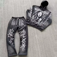 Setelan Olahraga Pria Warna Hijau Hutan, Terdiri dari Jaket Hoodie dan Celana Jogger, Dua Potong, Pakaian Olahraga Musim Dingin