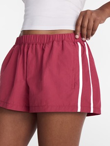 HAMSUB INDUSTRY Short en toile de polyester tricoté bleu clair pour femme, couleur unie, avec cordon de serrage, décontracté, taille mi-haute, coupe régulière - Product Image 3