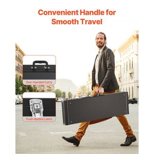 Étui rigide rectangulaire pour basse 48.03 avec loquet de verrouillage, poignée, rembourrage en PVC et doublure souple résistante à l'eau pour la protection des instruments de musique - Product Image 5