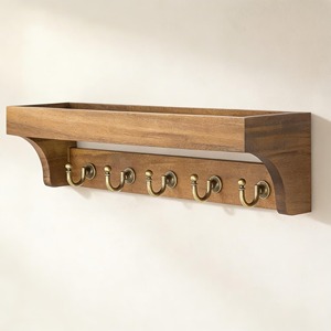 Wooden <b>Key</b> Holder With Mail Storage <b>Wall</b> Mounted <b>Hooks</b> Ideal For Entryway Stylish Home Decor And Space Saving Solution - Product Image 1