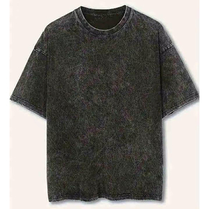 T-shirt en coton noir uni pour homme, manches courtes, col rond, coupe ample décontractée, tricoté, design vierge - Product Image 6