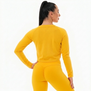 Haut de sport respirant pour femme en jersey polyester/coton, coupe courte, manches longues, extensible et doux, idéal pour l'entraînement et le fitness - Product Image 5