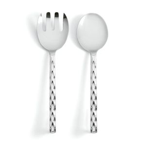 Ensemble de serveurs à salade en acier inoxydable avec poignée gravée décorative, respectueux de l'environnement, conçu pour les tables de fête - Product Image 6