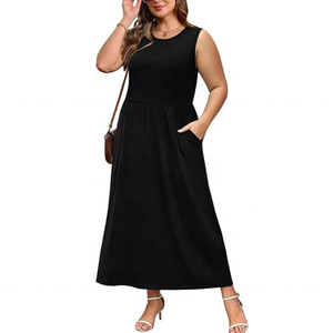 Robes d'été WIHOLL pour femmes 2026 – Robes longues et fluides sans manches coupe trapèze avec poches - Product Image 4