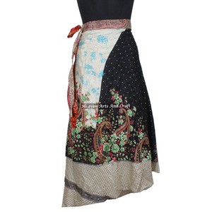 Faldas de playa vintage de seda tipo sari, mágicas, de 38 pulgadas de largo, talla grande, falda cruzada de seda vintage de 38 pulgadas, falda halter tubo maxi - Product Image 6