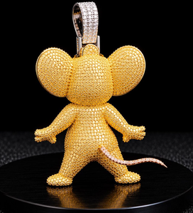 Colgante de moissanita con diseño de ratón de dibujos animados, collar de plata de ley 925 chapado en oro con dije de animal para regalo, fiesta o boda - Product Image 4
