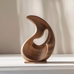 Sculpture de cœur en bois faite à la main, art abstrait pour table, décoration pour salon, maison, cadeau de mariage - Product Image 2