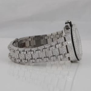 Diamond Dial Quartz Chronograph Watch Stainless Steel Bracelet <b>Wristwatch</b> Date Display Luxury Dress Watch - Product Image 4