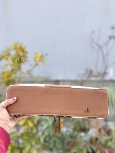 Hot Sale Heat Resistant Hair On Hide Travel <b>Case</b> Hand Tooled Leather Straightener <b>Cases</b> Perfect Organizer for Hair Tools - Product Image 4