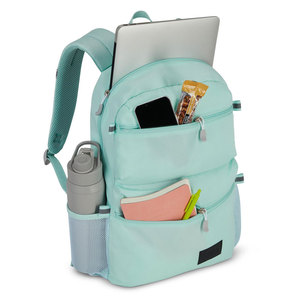 Sac à dos minimaliste vert menthe, coque souple, léger, unisexe, fermeture éclair rectangulaire, 18 pouces, usage quotidien - Product Image 3