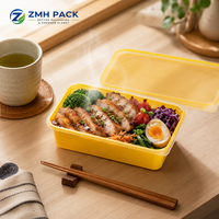 Conteneur carré jetable en plastique PP de qualité alimentaire ZMH 23oz 0,5mm avec couvercle imprimé UV pour plats à emporter, restaurants de restauration rapide, vente en gros, compatible micro-ondes