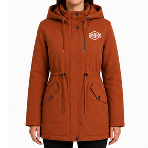 Women's Long Hooded Parka <b>Jacket</b> featuring <b>Warm</b> Fleece Interior, <b>Waterproof</b> Windproof Fabric and Modern Slim Fit Winter Fashion - Product Image 1