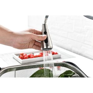 Rubinetto da Cucina Estraibile Monocomando ad Arco Alto in Nichel Spazzolato, Miscelatore Lavello in Acciaio Inossidabile di Alta Qualità - Product Image 5