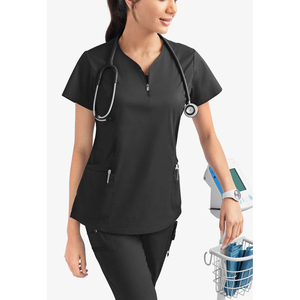 Ensemble d'uniformes médicaux pour femmes : Blouse et pantalon de travail extensibles à manches courtes pour infirmières et personnel hospitalier - Product Image 4