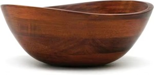 Petit bol de service en bois fait main, léger, durable, moderne, à bord ondulé, finition mate polie, pour salade de fruits, fête, mariage - Product Image 2