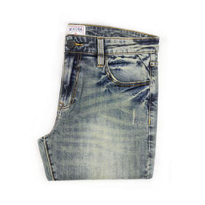 Jean droit vintage personnalisé pour homme, taille mi-haute, en denim de coton et élasthanne, délavé, style rétro, OEM/ODM, collection Printemps - Product Image 2