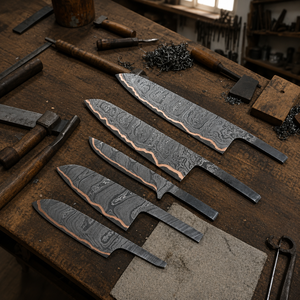 Ensemble de couteaux de chef Damas (5 pièces) Lames de cuisine faites à la main 5860 HRC Écologiques et compatibles lave-vaisselle - Product Image 5