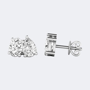 Pendientes Toi et Moi de dos piedras con un peso total de 2.00 quilates, con diamantes brillantes en forma de pera y ovalados. - Product Image 4