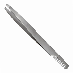 Pinza Profesional de Acero Inoxidable para Cejas con Peine, Punta Inclinada de Precisión, Pinza de Doble Extremo para Depilación y Cuidado de Cejas y Pestañas - Product Image 1