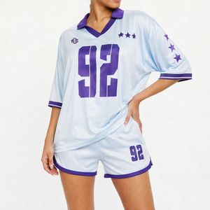 Ensemble de maillots de football américain respirants en gros pour femmes, tenue de rugby, sublimation personnalisée, haut de sport vintage, marque privée OEM - Product Image 6