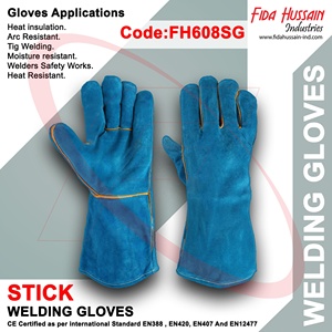 Guantes de trabajo de cuero dividido de piel de vaca de la mejor calidad 2024, guantes de seguridad de soldadura para uso diario y al aire libre, superventas en Pakistán - Product Image 3