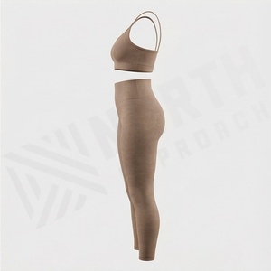 Ensemble de vêtements de yoga sans couture pour femmes, vente en gros personnalisée, haute élasticité, séchage rapide, tenue de sport, équipement de fitness - Product Image 3