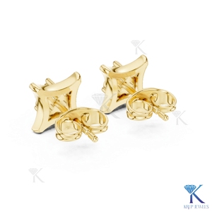 ต่างหูเพชรทรงสี่เหลี่ยมเว้าแบบฝังเพชร 3 เม็ด ทองคำแท้ 14K 18K ดีไซน์คลาสสิกสำหรับผู้หญิง ของขวัญวันครบรอบแต่งงาน - Product Image 5