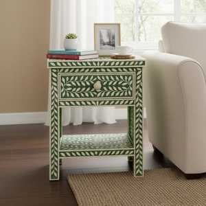 Mesa Consola Moderna con Incrustaciones de Hueso Verde y Blanco, Mueble de Salón de Estilo Antiguo, Venta al Por Mayor - Product Image 1