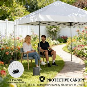 Abri de pluie pliable blanc avec protection solaire - Product Image 4