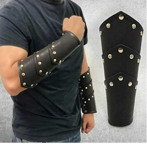 Medieval Genuine Leather Stylish Armor Viking Leather Bracer Black Arm Guard Historical Reenactment Ester and Halloween Party - Product Image 5