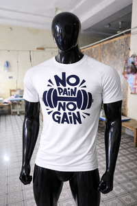 Camiseta de gimnasio para hombre, camiseta con estampado gráfico No Pain No Gain, transpirable, de secado rápido, atlética, para entrenamiento de culturismo - Product Image 5