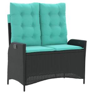 Banc de jardin inclinable 2 places en rotin PE noir – Catégorie de produits : Bancs de patio - Product Image 2