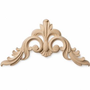 Applique décorative sculptée en bois massif de caoutchouc avec motif floral pour armoires de cuisine - Product Image 1