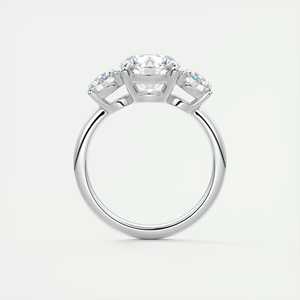 Anillo de compromiso Luxe Selene con tres piedras, diamantes redondos cultivados en laboratorio de 3.00 quilates en engaste de cesta y oro blanco de 14k - Product Image 4
