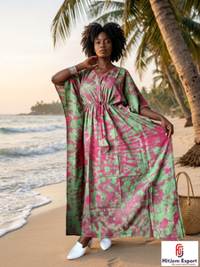 Printed <b>Kaftan</b> Dress for Women Loose Comfortable <b>Beach</b> Wear Stylish Lightweight Fabric Bulk Order Manufacturer - Product Image 4