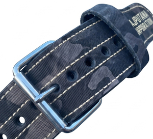 Workout Power Weightlifting Camo Prong Belt Waist Support <b>Trainer</b> Leather Double Prong Belts Unisex 10MM Professional Buckle - Product Image 5