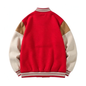 Veste universitaire en polyester/coton épais à manches longues, avec bordure côtelée rayée, fermeture à boutons recouverts, anti-UV et coupe-vent - Product Image 2
