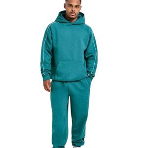 Mens Teal Hoodie Tracksuit <b>Set</b> <b>Matching</b> Sweatpants <b>Jogger</b> Pants Two Piece Casual Sportswear Streetwear Pullover Hooded Sweat <b>Set</b> - Product Image 1