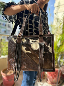 Hand Tooled Carving Handbag Real Cowhide Leather <b>Bag</b> Bohemian <b>Bags</b> New Design Fringe <b>Bags</b> for Women's Use - Product Image 2
