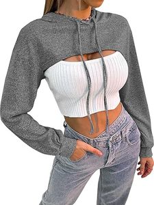 Sudadera con Capucha Corta de Manga Larga para Mujer, Estilo Punk, Hip Hop, Sexy, para Bailar, Rave - Product Image 3