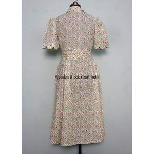 Vestido Midi de Algodón para Mujer con Estampado Floral, Cuello en V, Manga Corta, Estilo Boho, para Bodas, Fiestas Casuales, Traje de Baño, Vestido con Cordones - Product Image 6