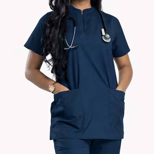 New Arrival Women's Summer Nursing <b>Scrub</b> <b>Tops</b> Slim Fit Short Sleeve Canvas Fabric Custom Color Logo Pockets Design Hospital Use - Product Image 4
