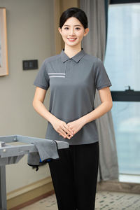 Uniforme pour le personnel d'entretien hôtelier, 100% coton, unisexe, printemps-été, manches courtes, tenue de travail pour les nettoyeurs, service professionnel pour les complexes hôteliers - Product Image 2