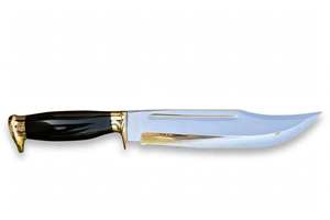 Outil utilitaire artisanal en acier inoxydable de grande taille avec manche en bois d'ébène noir et protège-poignée en laiton - Product Image 4