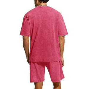 Men Vintage Washed T Shirt Shorts Set Summer Casual 2 Piece Outfit Loose Fit Cotton Streetwear Matching Set - Product Image 5
