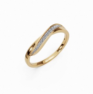Bague de fiançailles élégante en diamant ondulé 0,180 carat, diamant rond FG VS, bande incurvée élégante pour bijoux de mariée et de mode - Product Image 2