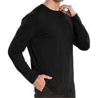 Kaos Lengan Panjang Pria Musim Dingin Baru 100% Katun Ramah Lingkungan Cepat Kering Anti-Pilling Kerah Bulat Regular Fit Solid Custom